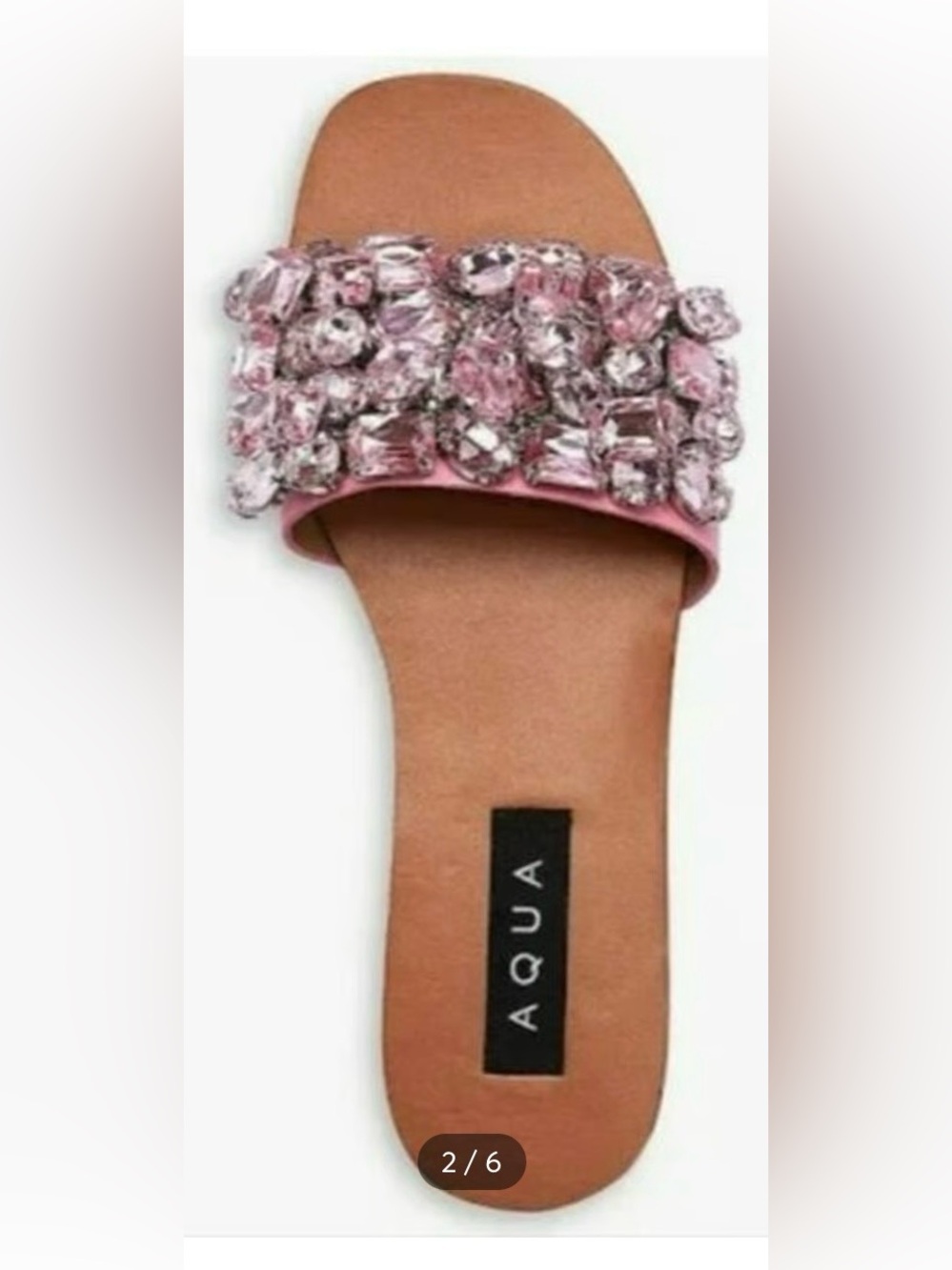 NWT Aqua Paris Embellished Pink Slides